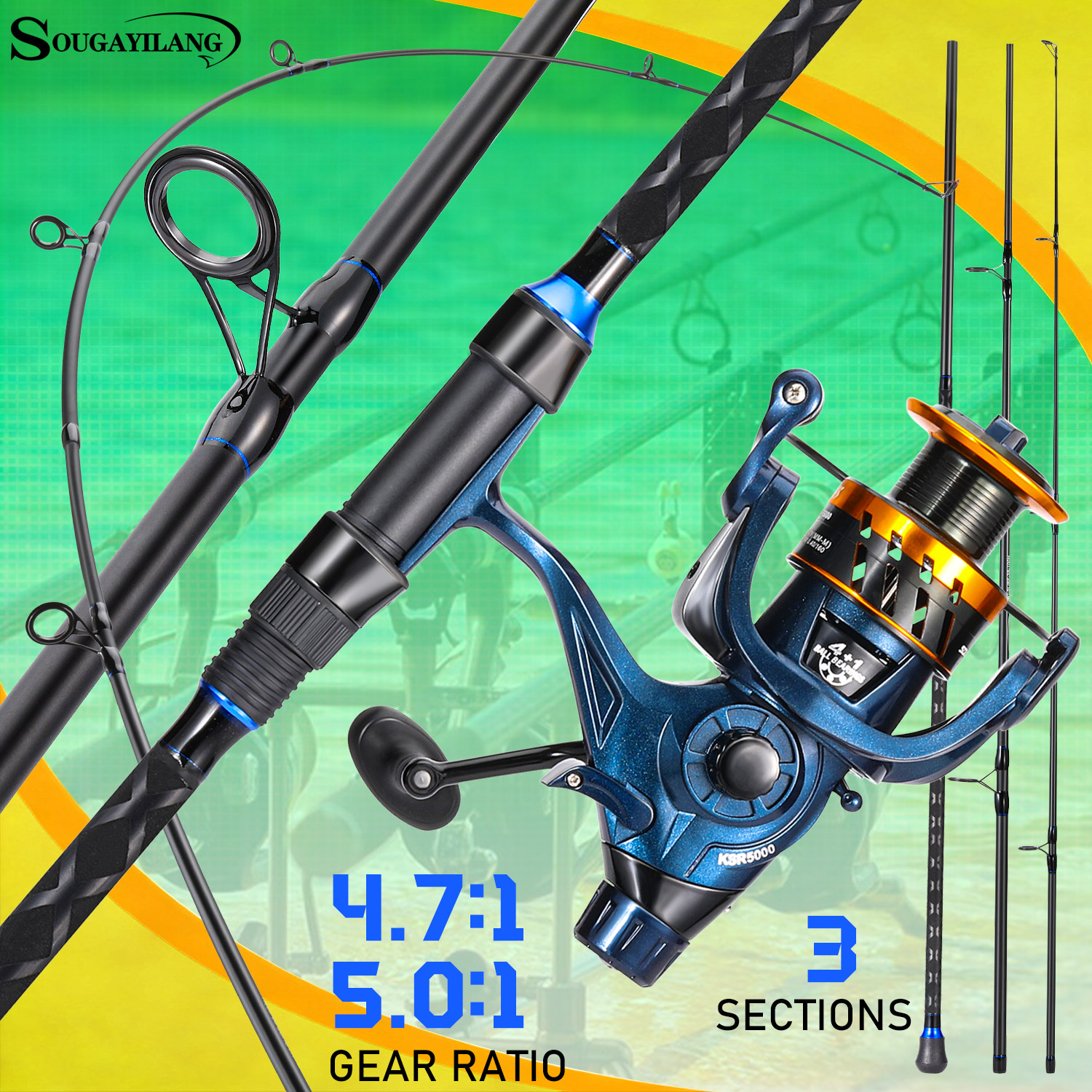 Fishing Rod Carbon Fiber - Sougayilang Canna da Pesca Surfcasting in