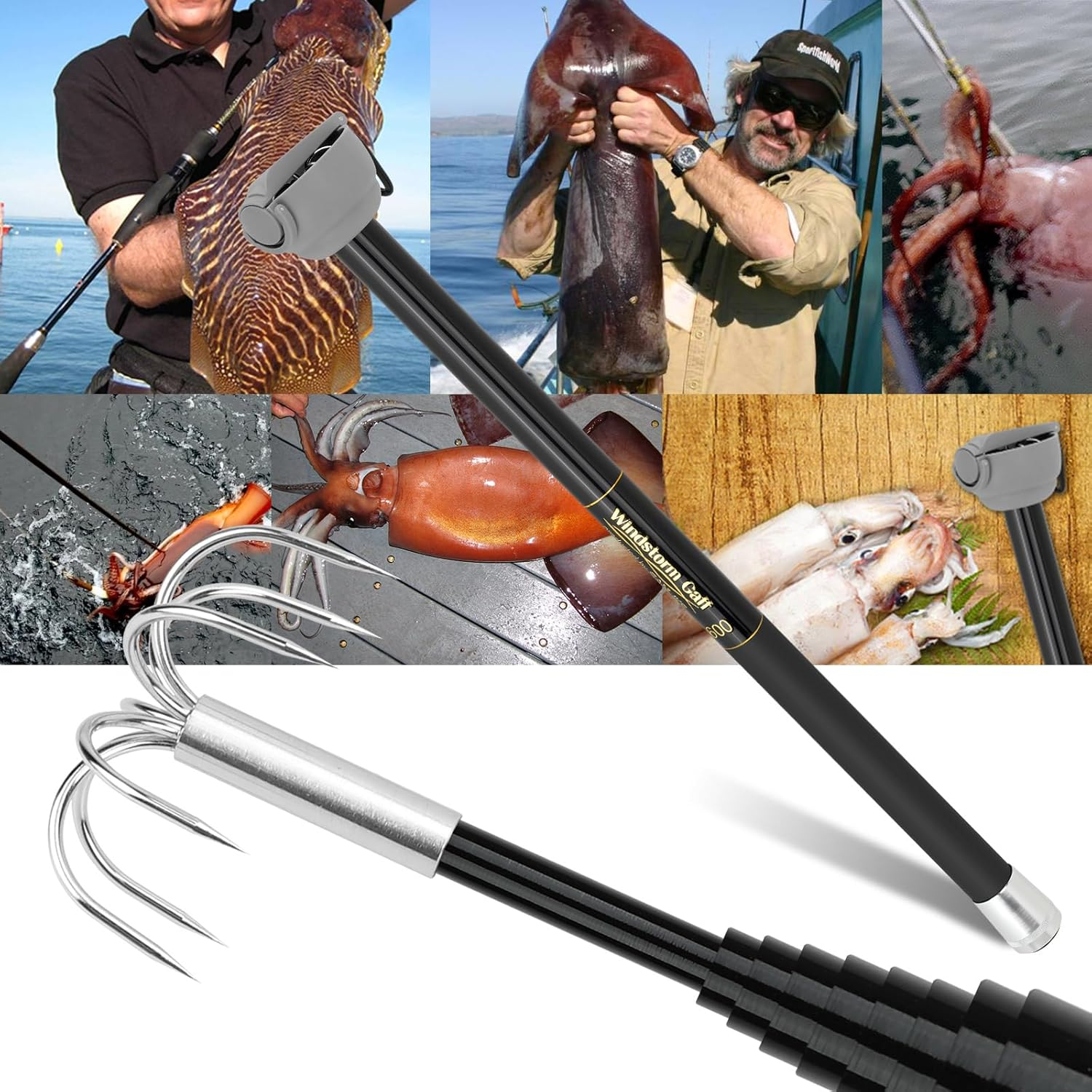 Fishing Rod Carbon Fiber - SANLIKE Gaff per Pesca al Calamaro