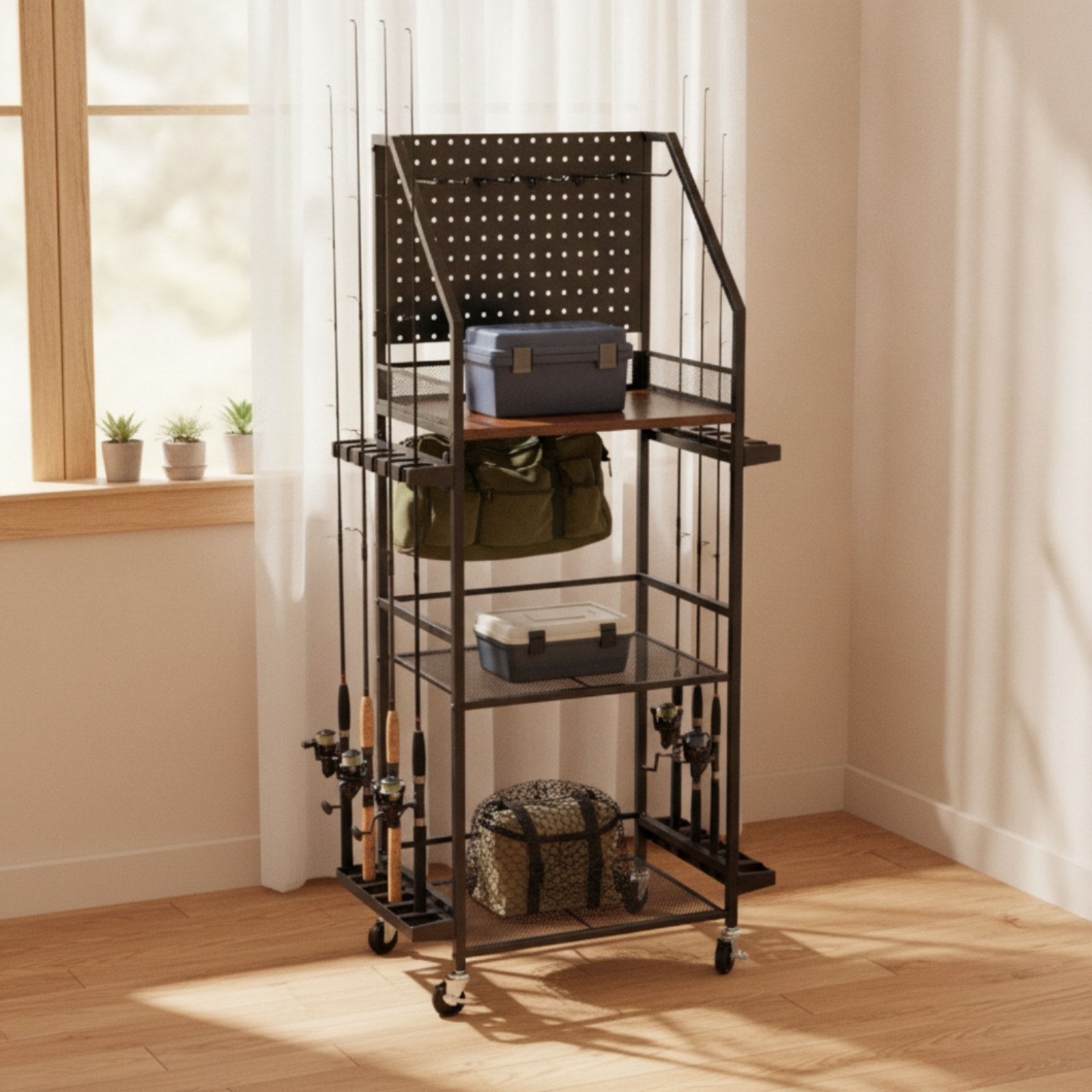 Fishing Rod Rack - Carrello Portacanne da Pesca con Pannello