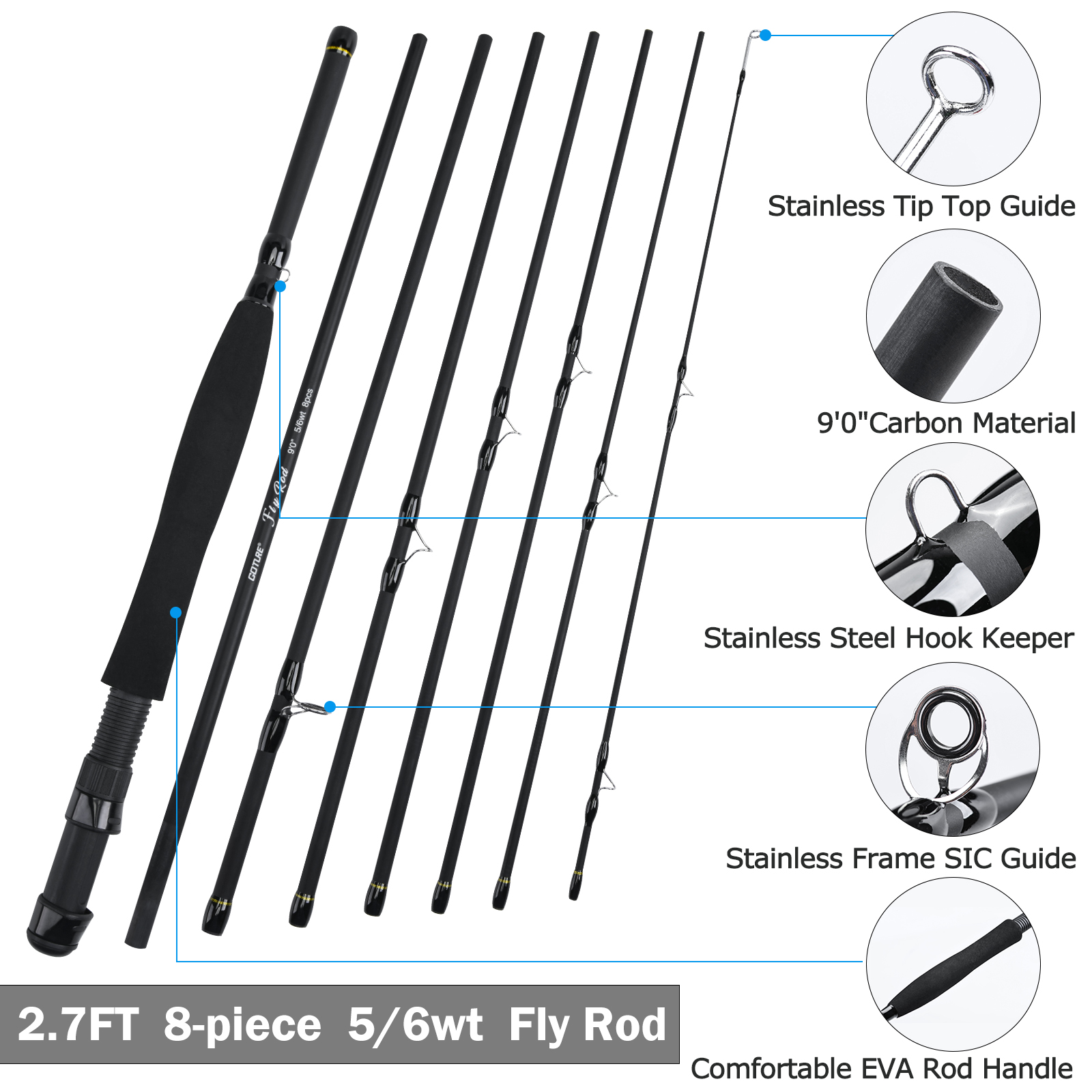 Goture 8 sezioni Travel Fly Fi - Fishing Rod Fly recensione e prezzo