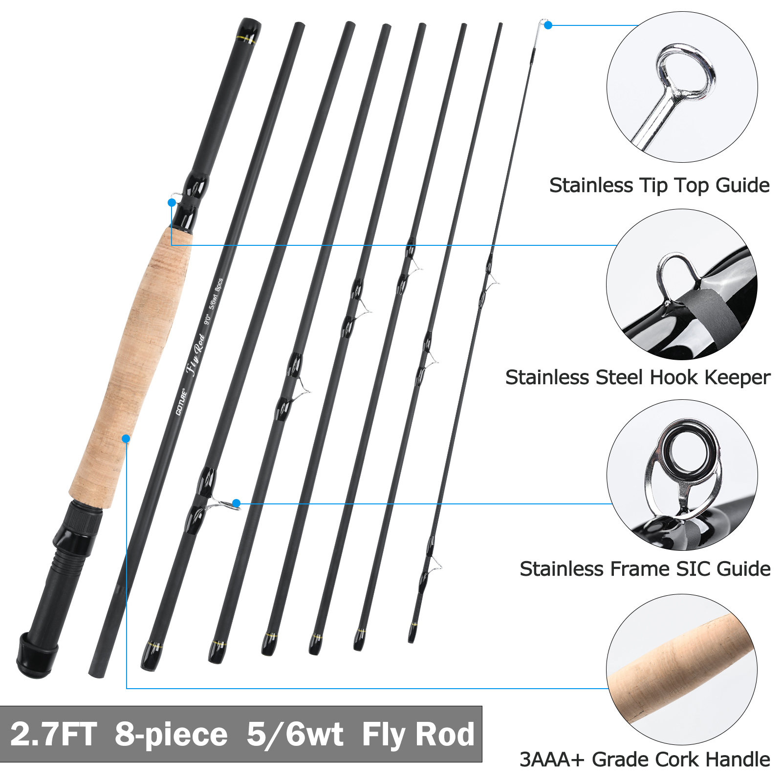 Goture 8 sezioni Travel Fly Fi - Fishing Rod Fly recensione e prezzo