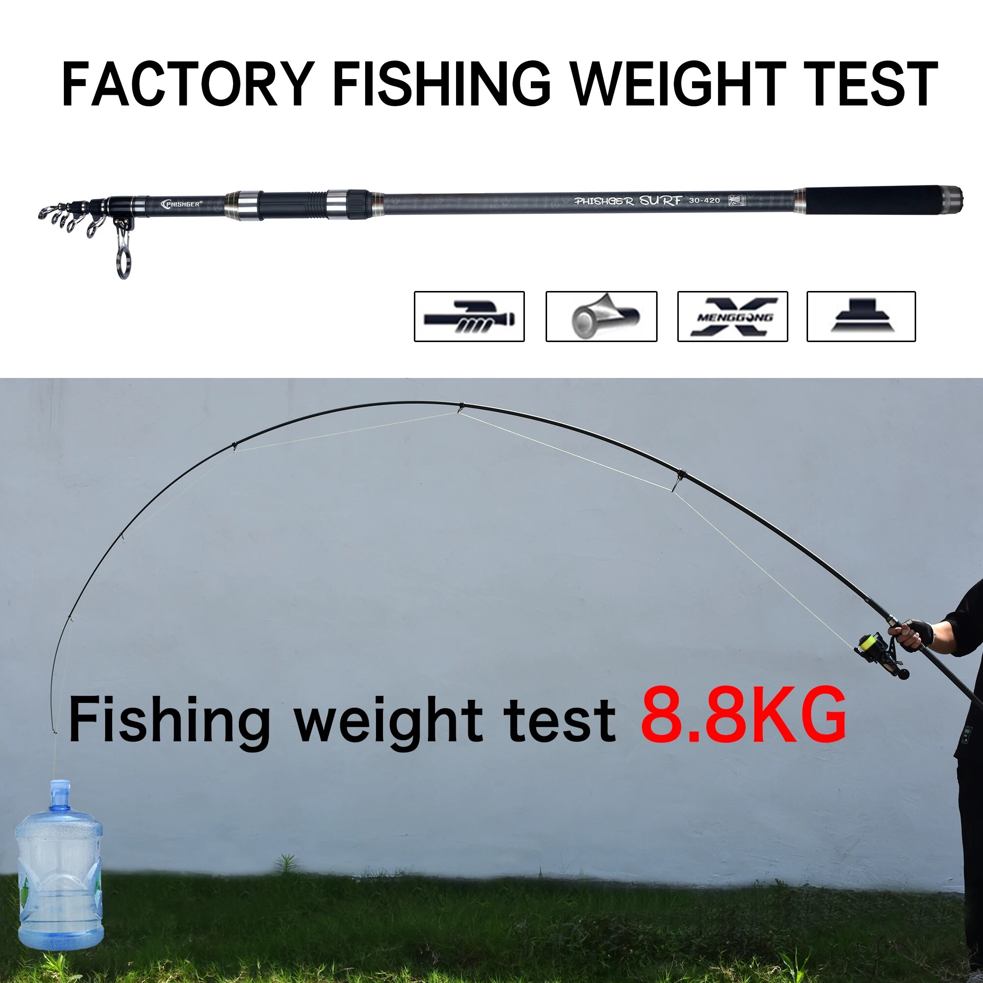 PHISHGER Canna da Spinning Tel - Fishing Rod Surf recensione e prezzo