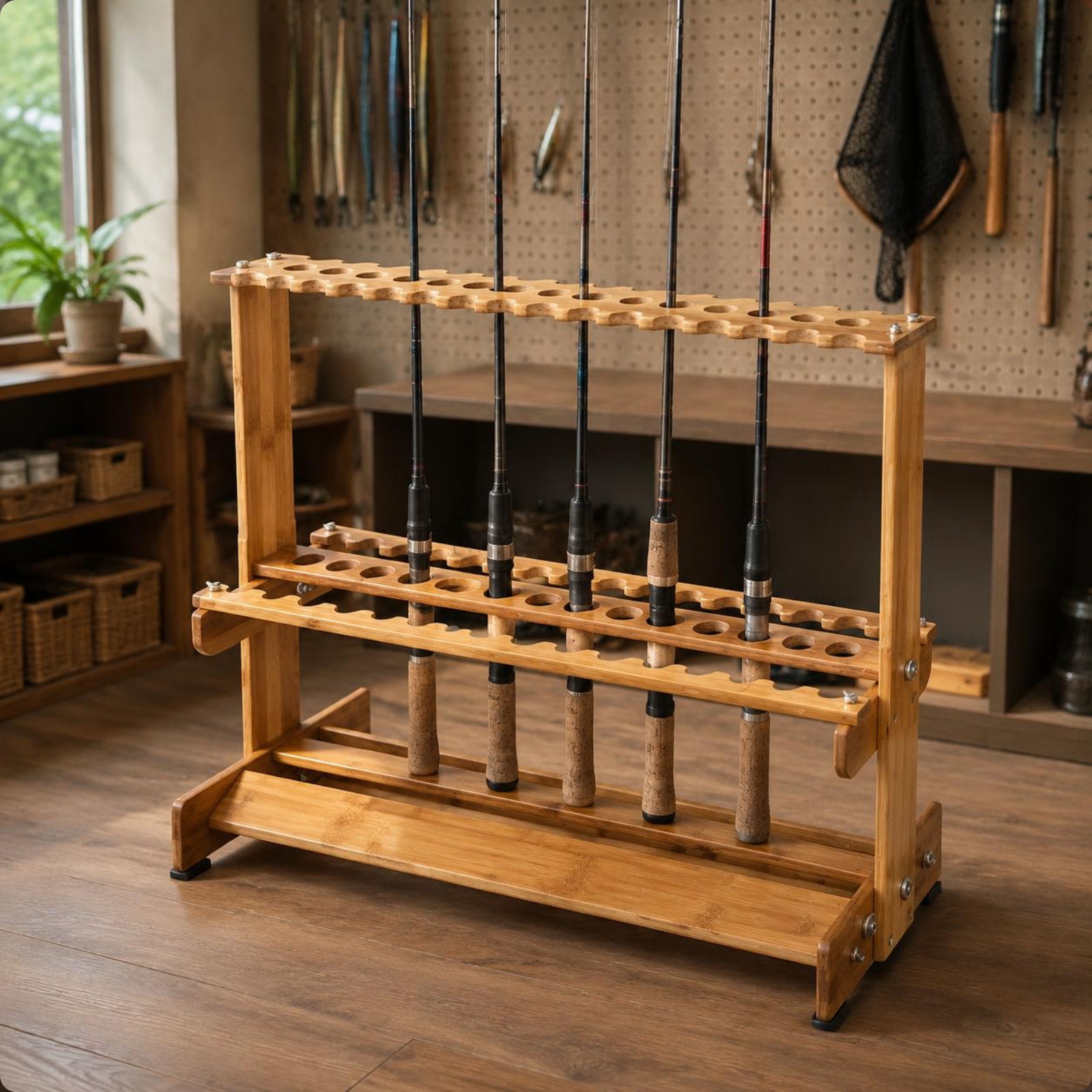 Espositore verticale in bambù  - Fishing Rod Rack recensione e prezzo