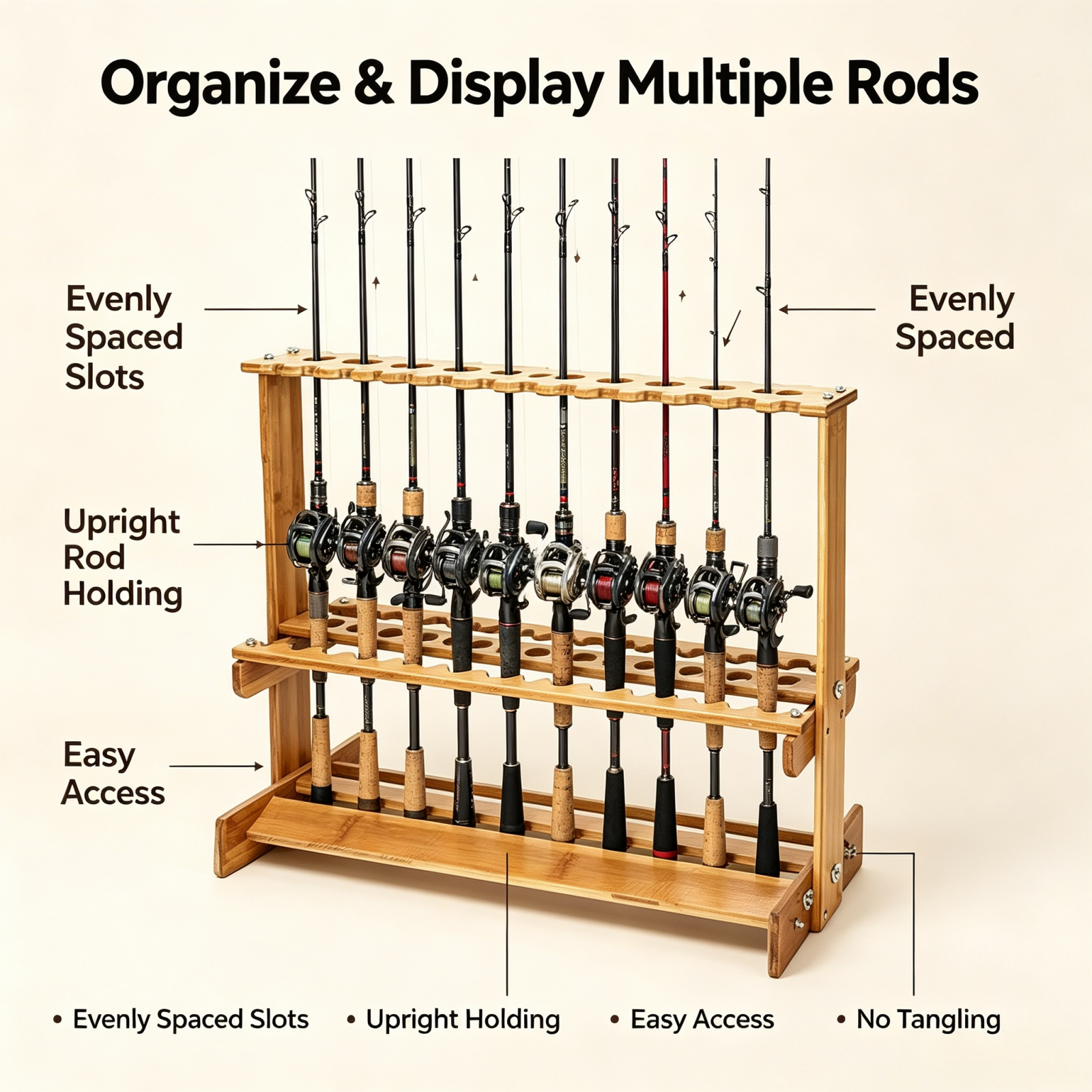 Espositore verticale in bambù  - Fishing Rod Rack recensione e prezzo